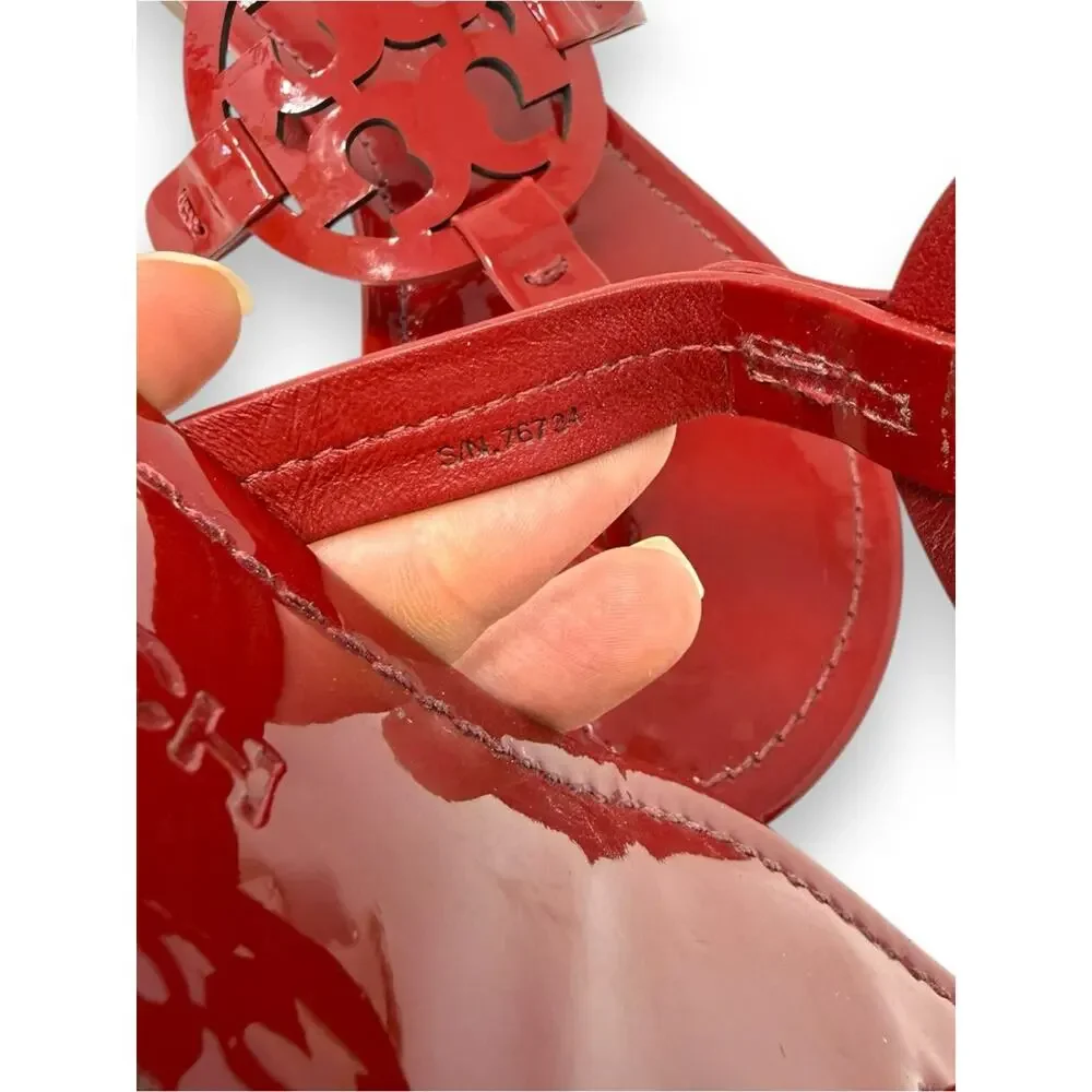 Tory Burch Patent Leather Miller Sandal Deep Red 9 Women’s